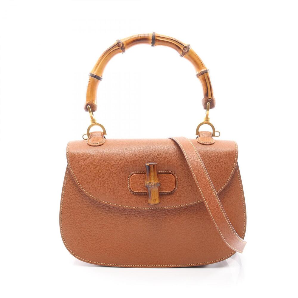 Gucci Bamboo 2Way Crossbody Bag Leather Brown